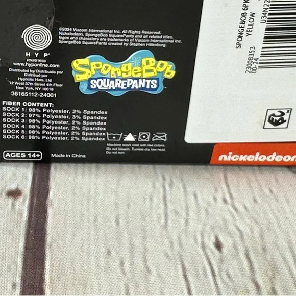 nickelodeon sponge bob squarepants casual crew socks 6pk - Picture 3 of 7